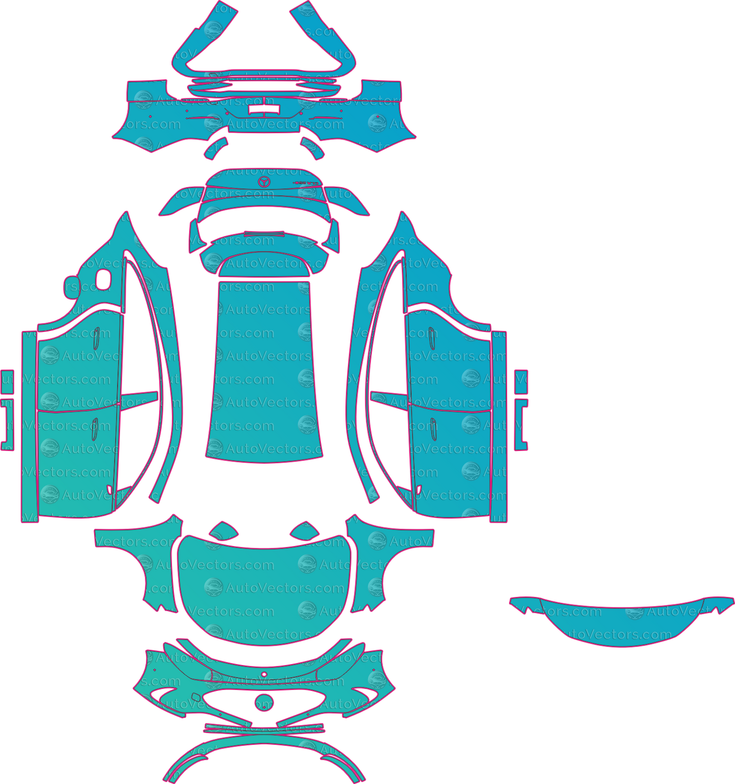 Mercedes-Benz CLA X174 Base Electric Shooting Brake (From 2026) Wagon – pre-cut PPF pattern templates, instant digital download vector cut files (CDR, AI, PDF, SVG)