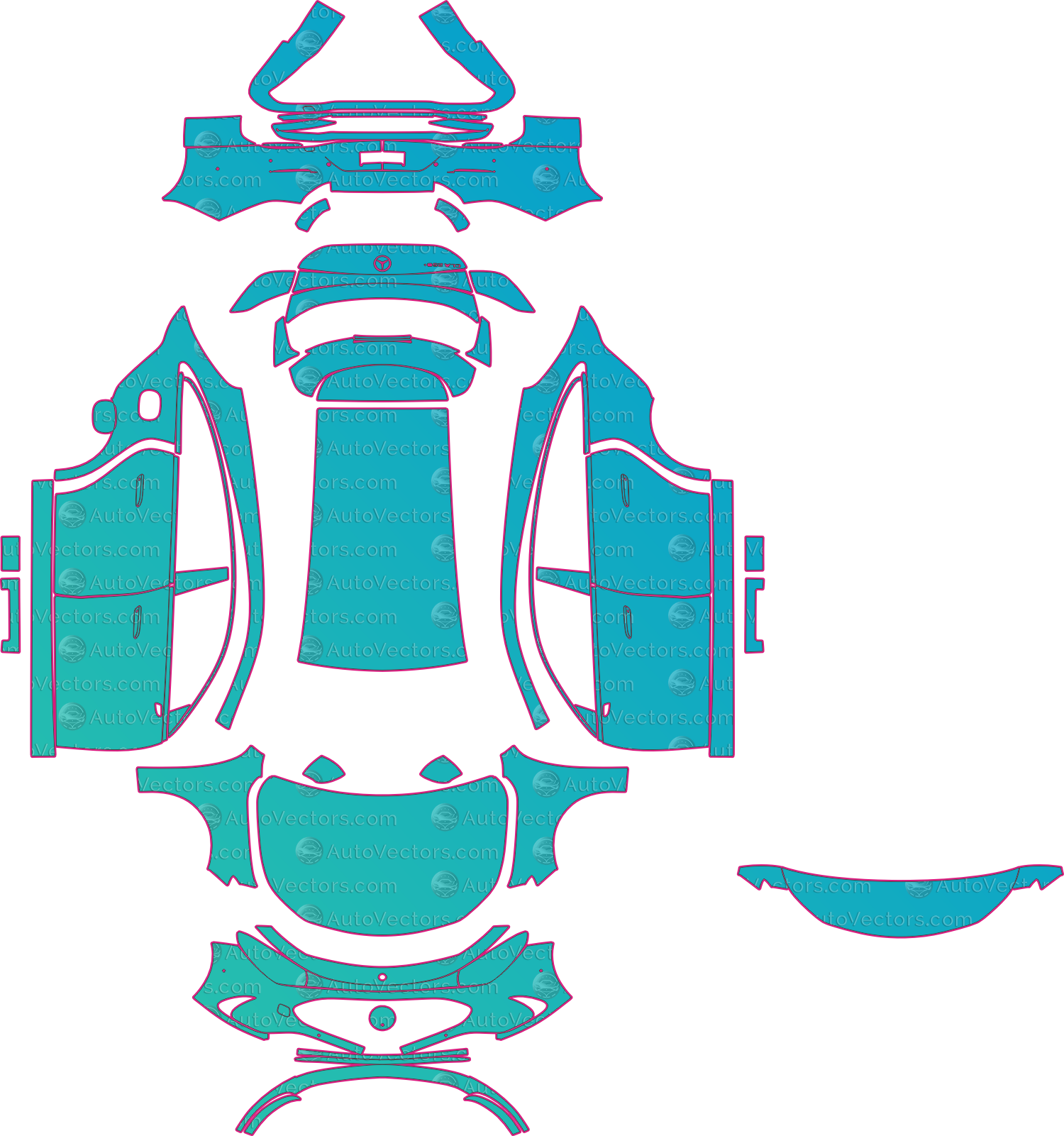 Mercedes-Benz CLA X174 Base Electric Shooting Brake (From 2026) Wagon – pre-cut PPF pattern templates, instant digital download vector cut files (CDR, AI, PDF, SVG)