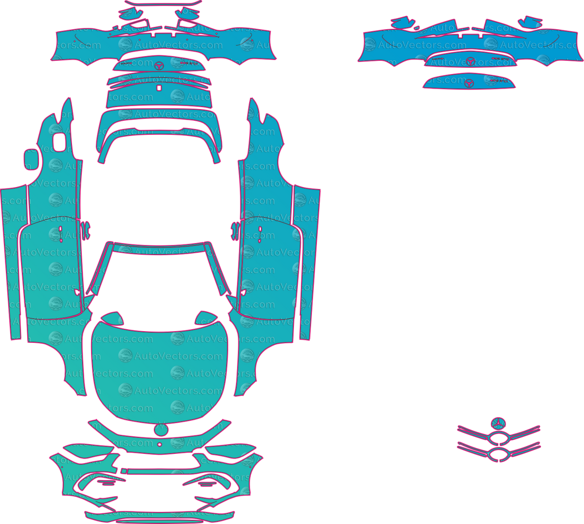 Mercedes-Benz CLE AMG Line (From 2024) Cabriolet pre-cut PPF pattern layout