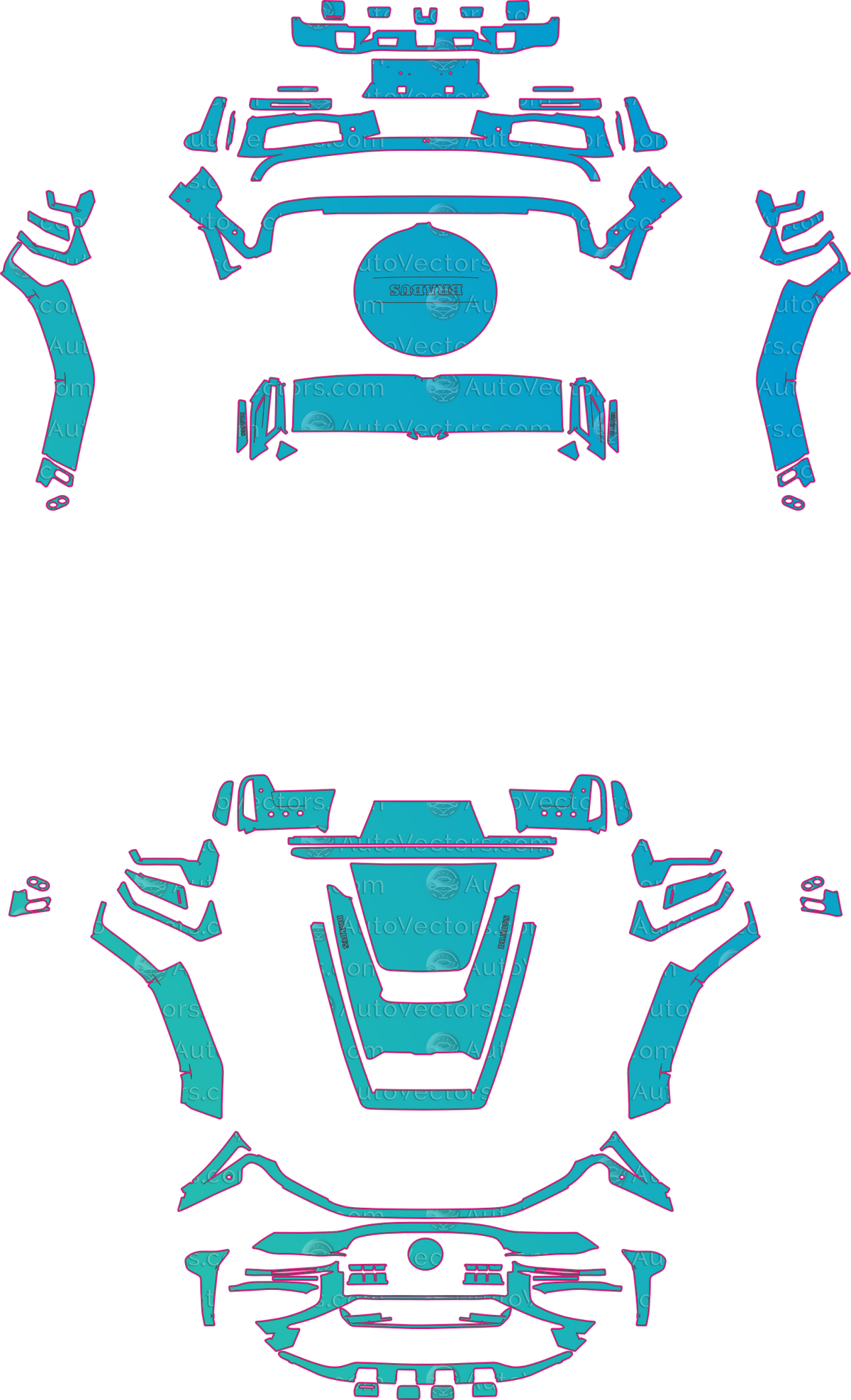 Mercedes-Benz G Class G63 -Brabus Widestar (From 2025) SUV pre-cut PPF pattern layout