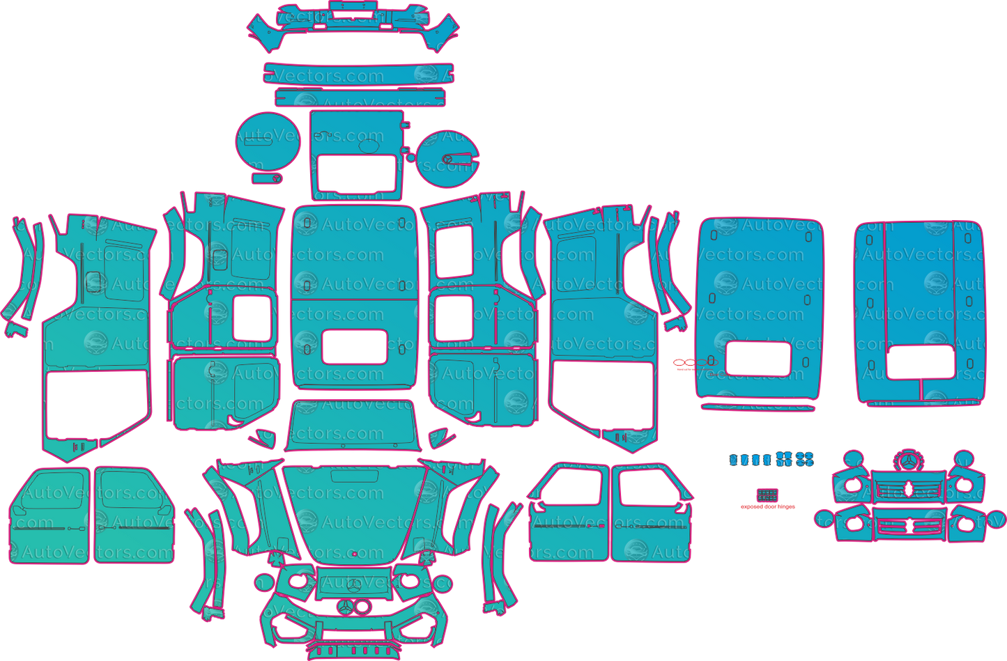 Mercedes-Benz G-Class W465 AMG G63 (From 2025) SUV Pre-Cut PPF Pattern Templates – pre-cut PPF pattern templates, digital download vector files (CDR, AI, PDF, DXF, SVG)