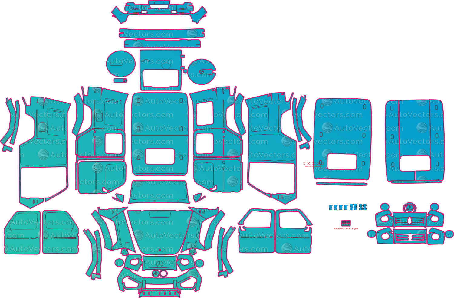 Mercedes-Benz G-Class W465 AMG G63 (From 2025) SUV Pre-Cut PPF Pattern Templates – pre-cut PPF pattern templates, digital download vector files (CDR, AI, PDF, DXF, SVG)