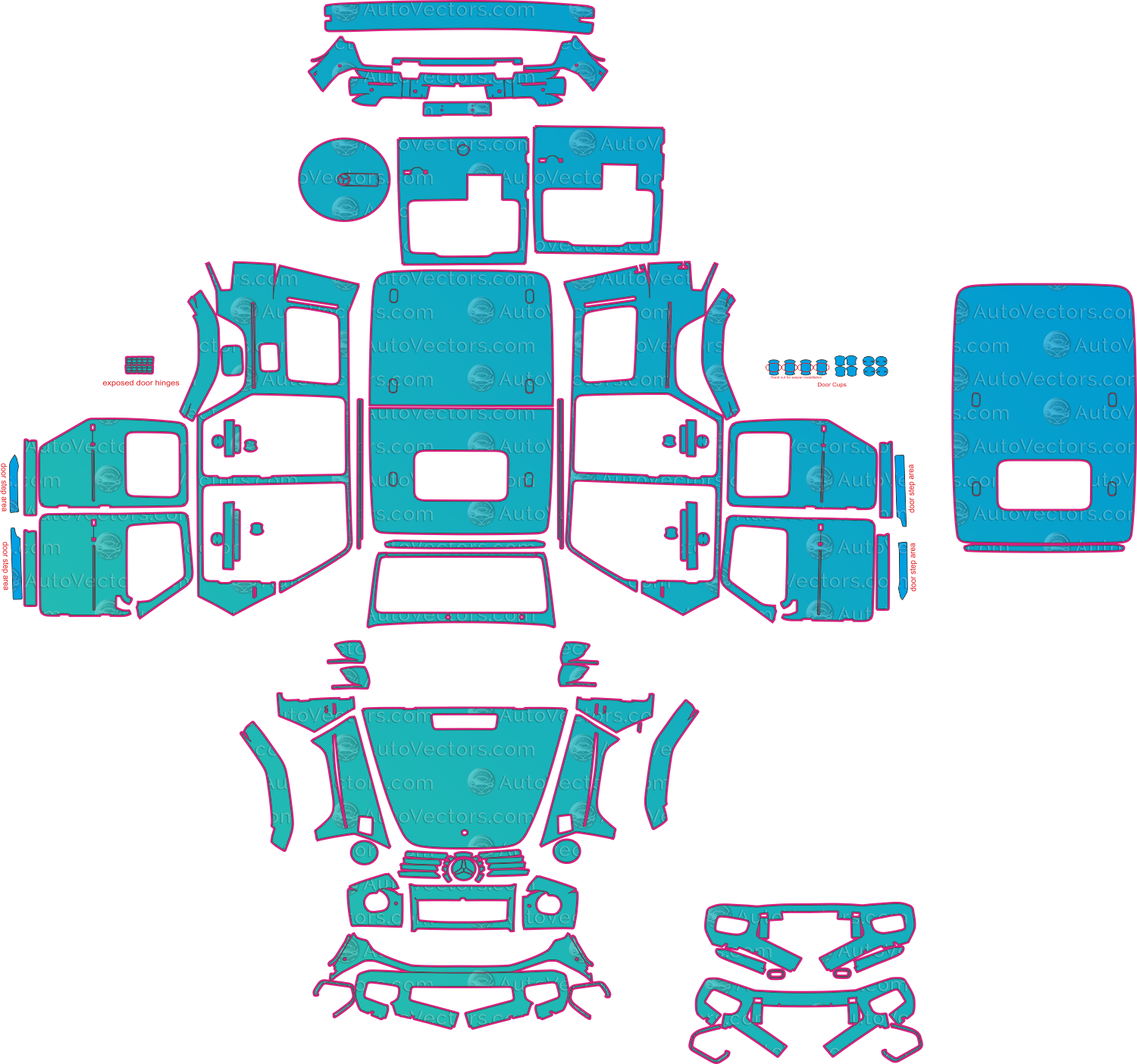Mercedes-Benz G-Class W465 AMG Line 450d (From 2025) SUV Pre-Cut PPF Pattern Templates – pre-cut PPF pattern templates, digital download vector files (CDR, AI, PDF, DXF, SVG)