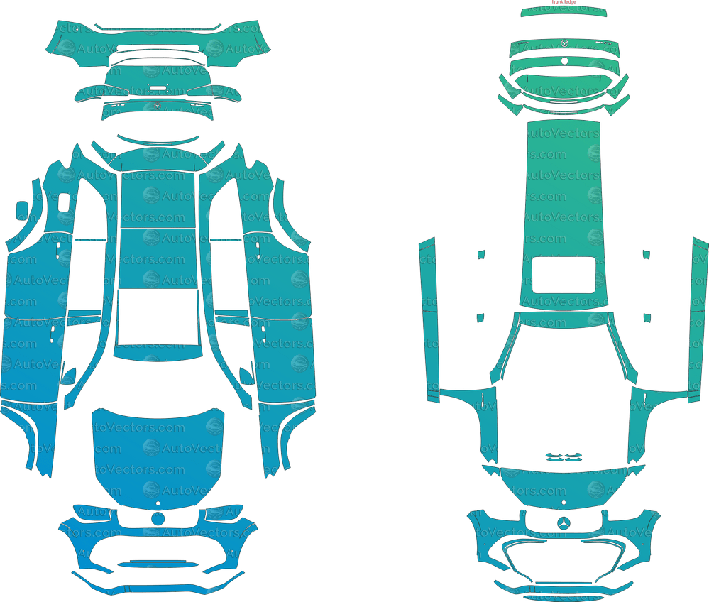 Mercedes - Benz GLS AMG 63 X167 (2020–2025) SUV pre-cut PPF vector template download