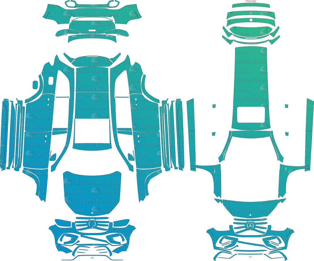 Mercedes - Benz GLS AMG Line X167 LCI (From 2024) SUV pre-cut PPF vector template downloaddownload