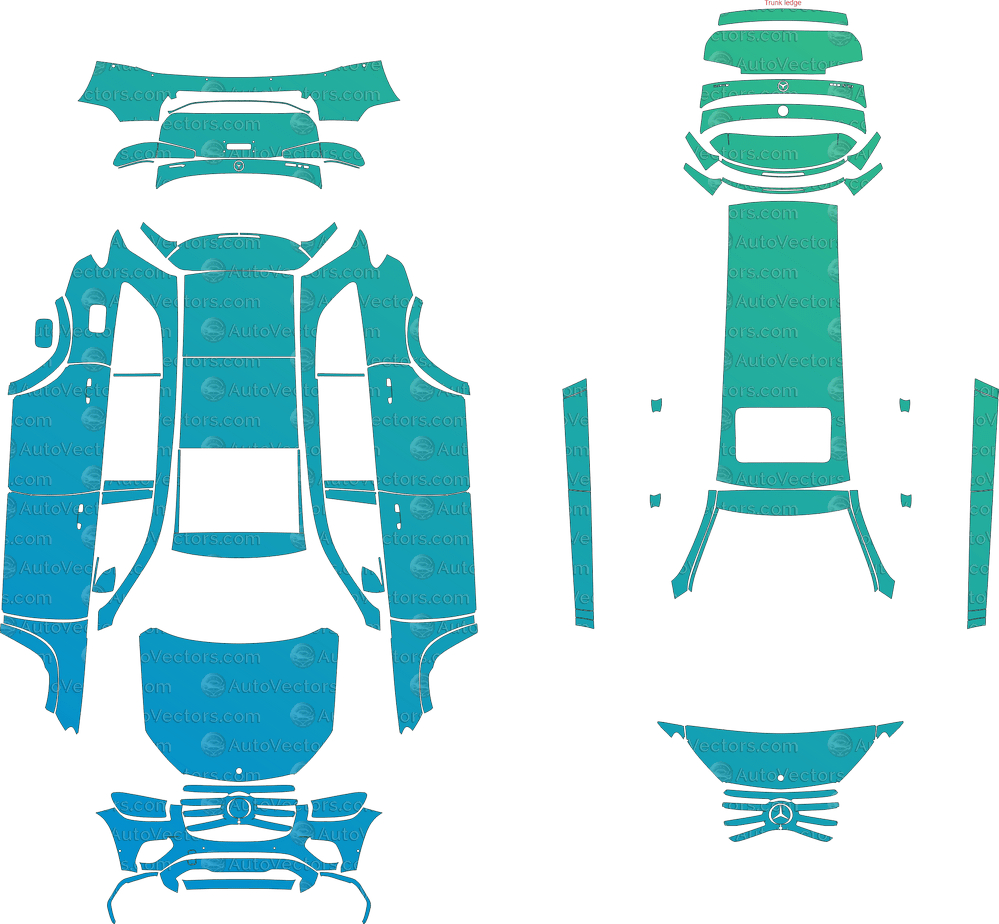 Mercedes - Benz GLS Base X167 LCI (From 2024) SUV pre-cut PPF vector template download