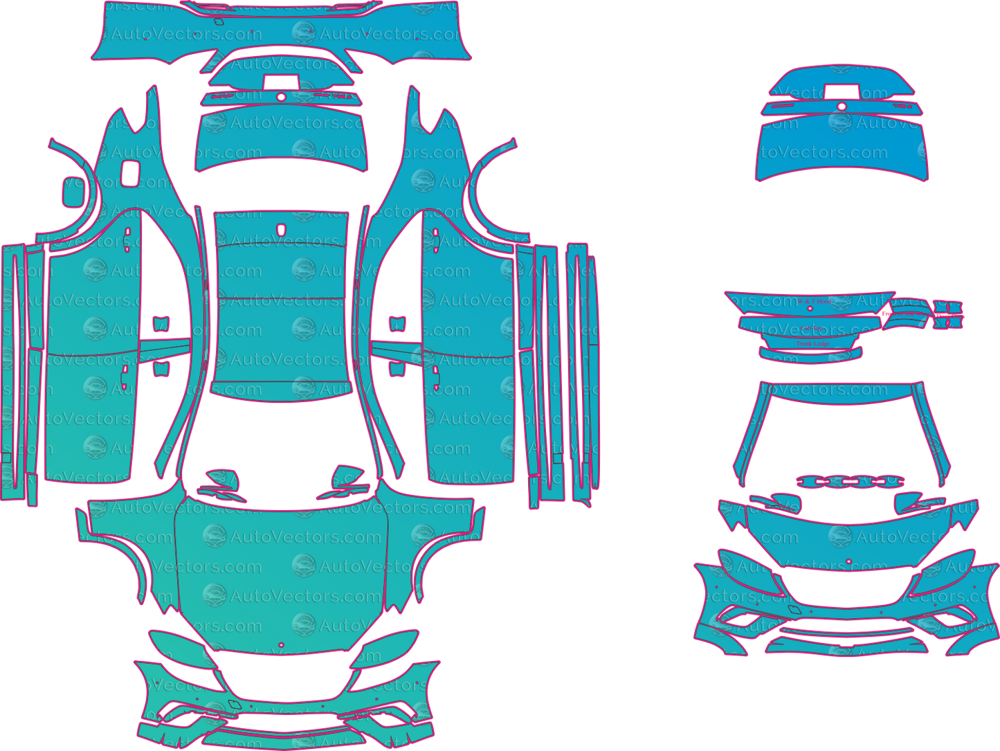 Mercedes-Benz S Class AMG W222 S65, S63 (2014-2017) SEDAN Pre-Cut PPF Pattern Templates – pre-cut PPF pattern templates, digital download vector files (CDR, AI, PDF, DXF, SVG)