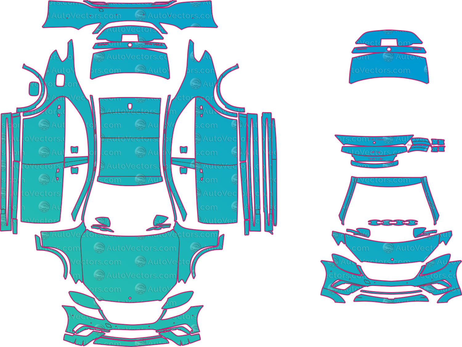 Mercedes-Benz S Class AMG W222 S65, S63 (2014-2017) SEDAN Pre-Cut PPF Pattern Templates – pre-cut PPF pattern templates, digital download vector files (CDR, AI, PDF, DXF, SVG)