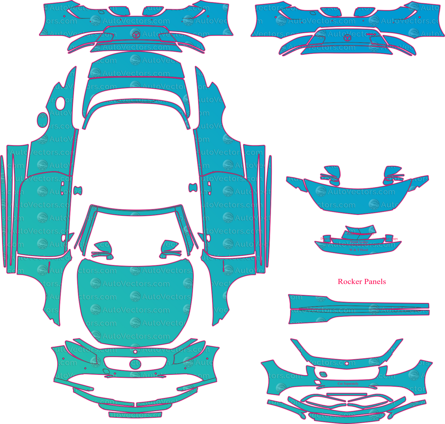 Mercedes-Benz S Class A217 AMG S63, S65 (2015-2017) Cabriolet Pre-Cut PPF Pattern Templates – pre-cut PPF pattern templates, digital download vector files (CDR, AI, PDF, DXF, SVG)