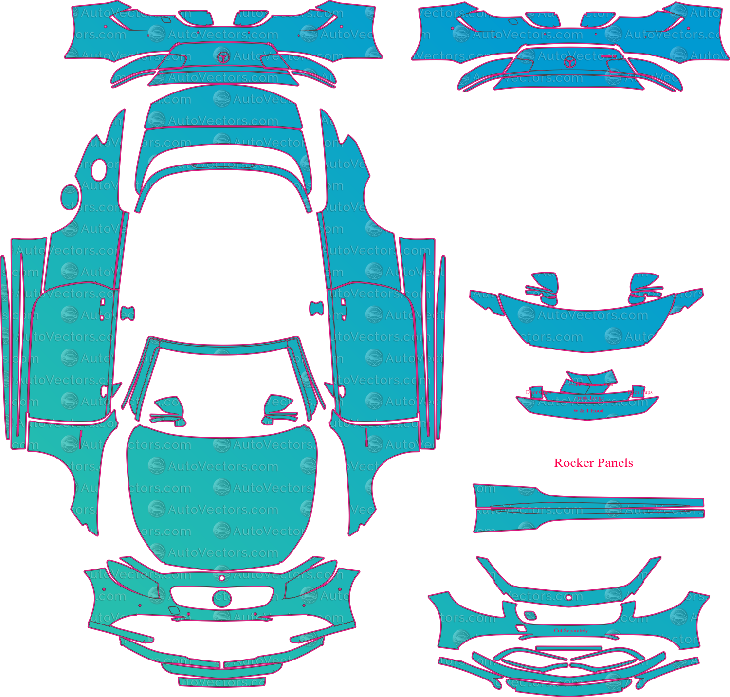 Mercedes-Benz S Class A217 AMG S63, S65 (2015-2017) Cabriolet Pre-Cut PPF Pattern Templates – pre-cut PPF pattern templates, digital download vector files (CDR, AI, PDF, DXF, SVG)