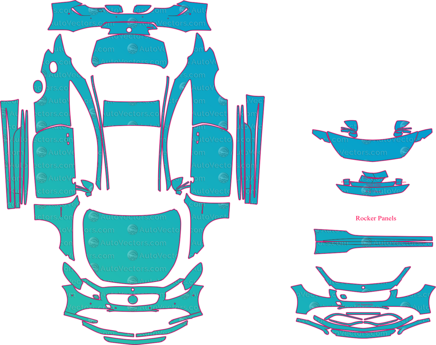 Mercedes-Benz S Class C217 AMG S63, S65 (2015-2017) Coupe Pre-Cut PPF Pattern Templates – pre-cut PPF pattern templates, digital download vector files (CDR, AI, PDF, DXF, SVG)