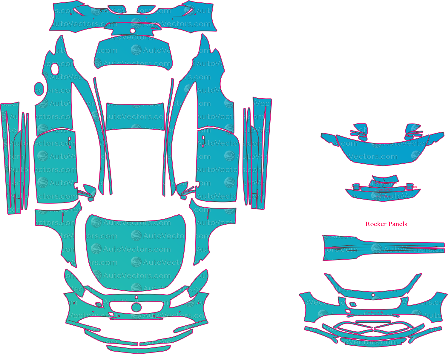 Mercedes-Benz S Class C217 AMG S63, S65 (2015-2017) Coupe Pre-Cut PPF Pattern Templates – pre-cut PPF pattern templates, digital download vector files (CDR, AI, PDF, DXF, SVG)