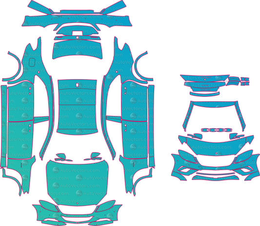 Mercedes-Benz S Class W222 Maybach S600 (2015-2017) Sedan Pre-Cut PPF Pattern Templates – pre-cut PPF pattern templates, digital download vector files (CDR, AI, PDF, DXF, SVG)