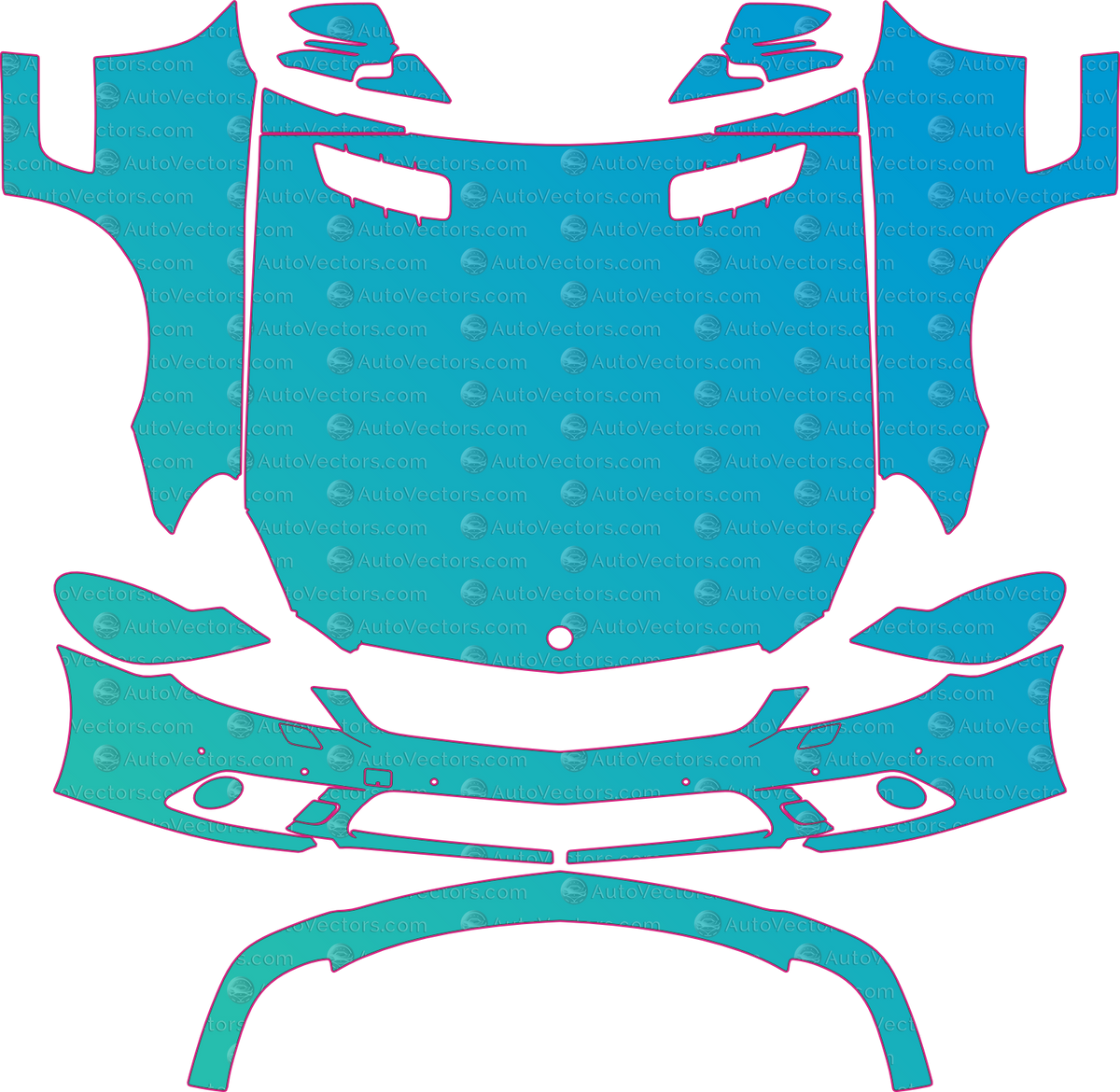 Mercedes-Benz SL Class R230 Base (From 2009) Roadster – pre-cut PPF pattern templates, instant digital download vector cut files (CDR, AI, PDF, SVG)