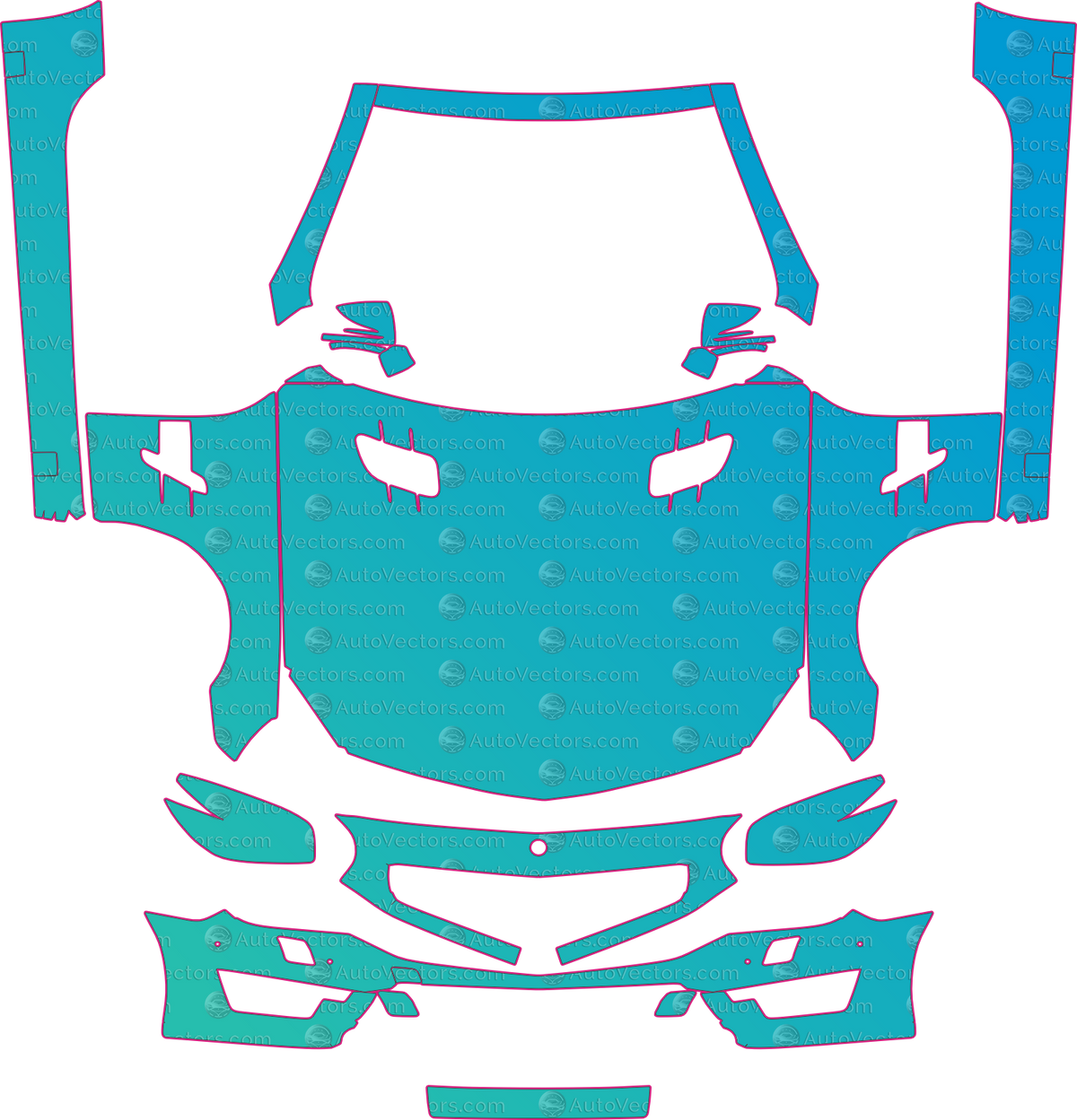 Mercedes-Benz SL Class R231 SL63 AMG-SL65 AMG (From 2013) Convertible – pre-cut PPF pattern templates, instant digital download vector cut files (CDR, AI, PDF, SVG)