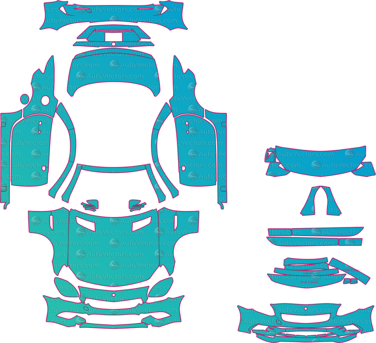 Mercedes-Benz SLC R172 300 (From 2017) Roadster – pre-cut PPF pattern templates, instant digital download vector cut files (CDR, AI, PDF, SVG)