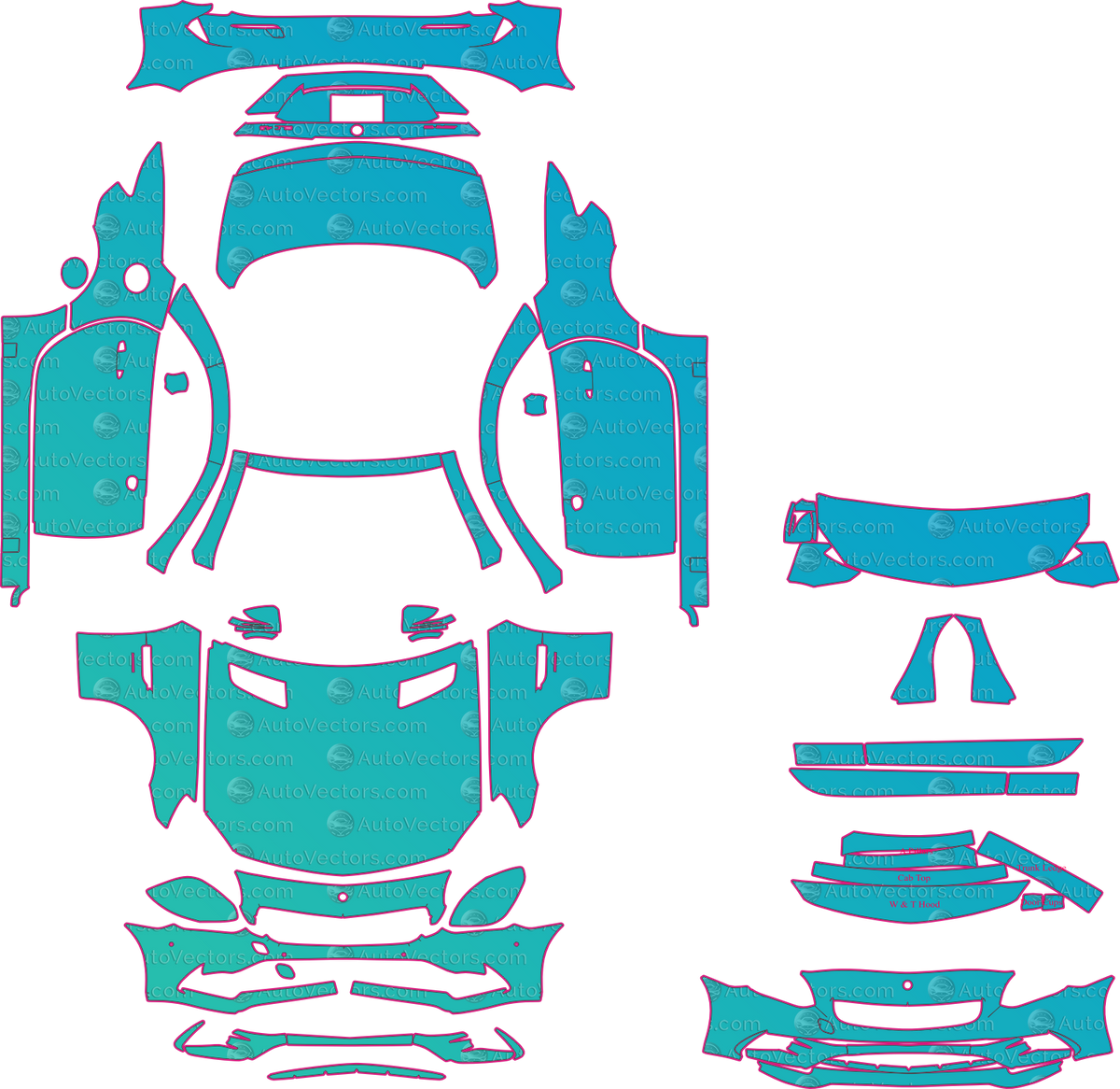 Mercedes-Benz SLC R172 AMG SLC43 (From 2017) Roadster – pre-cut PPF pattern templates, instant digital download vector cut files (CDR, AI, PDF, SVG)