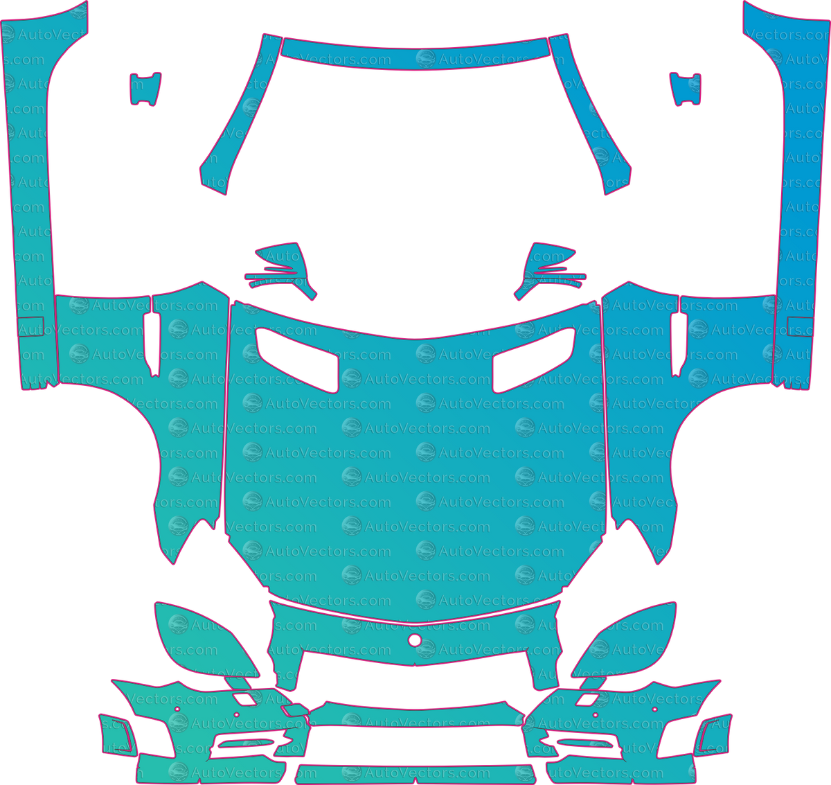 Mercedes-Benz SLK Class R172 AMG Sport (From 2012) Convertible – pre-cut PPF pattern templates, instant digital download vector cut files (CDR, AI, PDF, SVG)