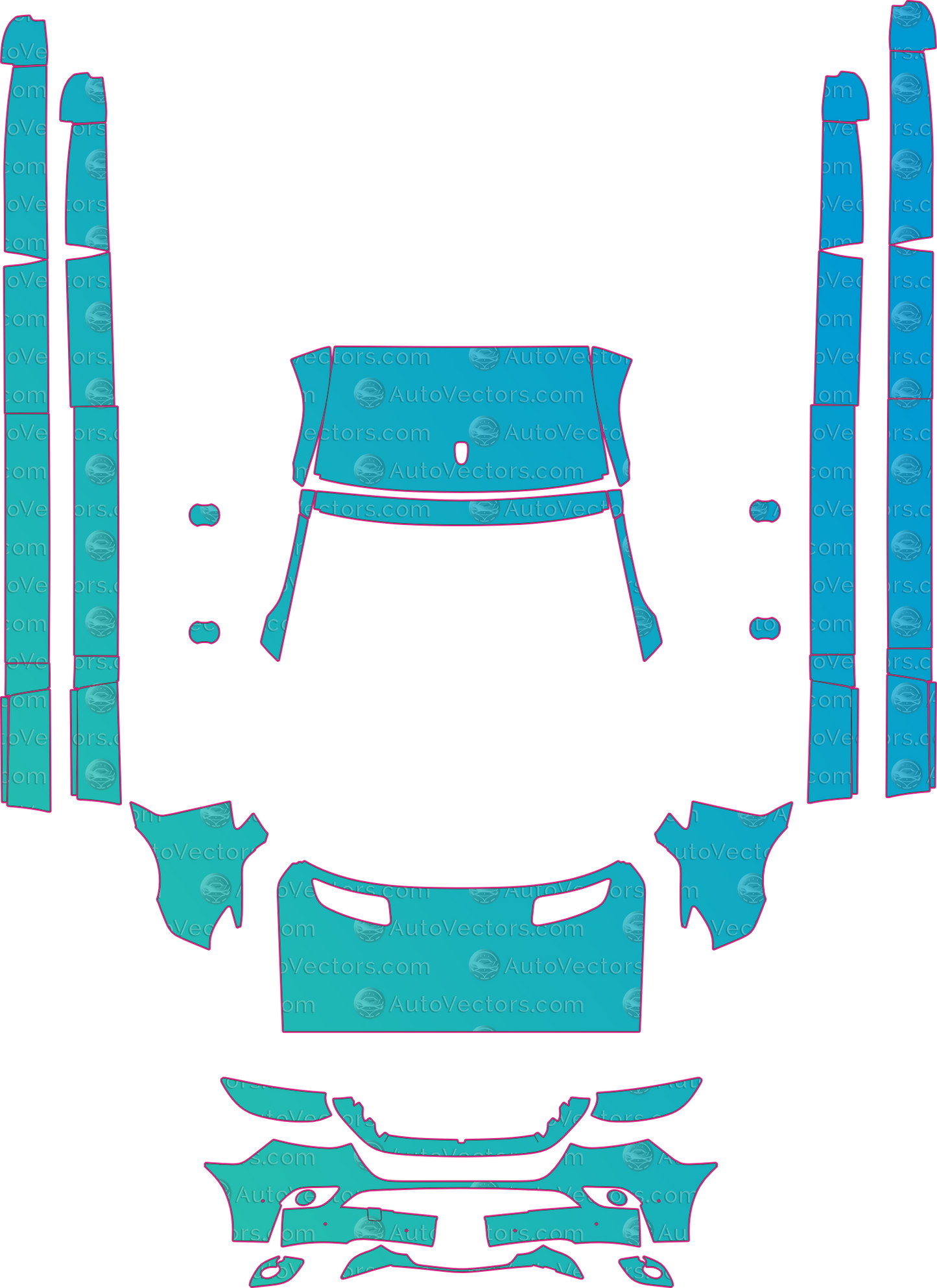 Mercedes-Benz Sprinter W907 standart and long (From 2019) Van – pre-cut PPF pattern templates, instant digital download vector cut files (CDR, AI, PDF, SVG)
