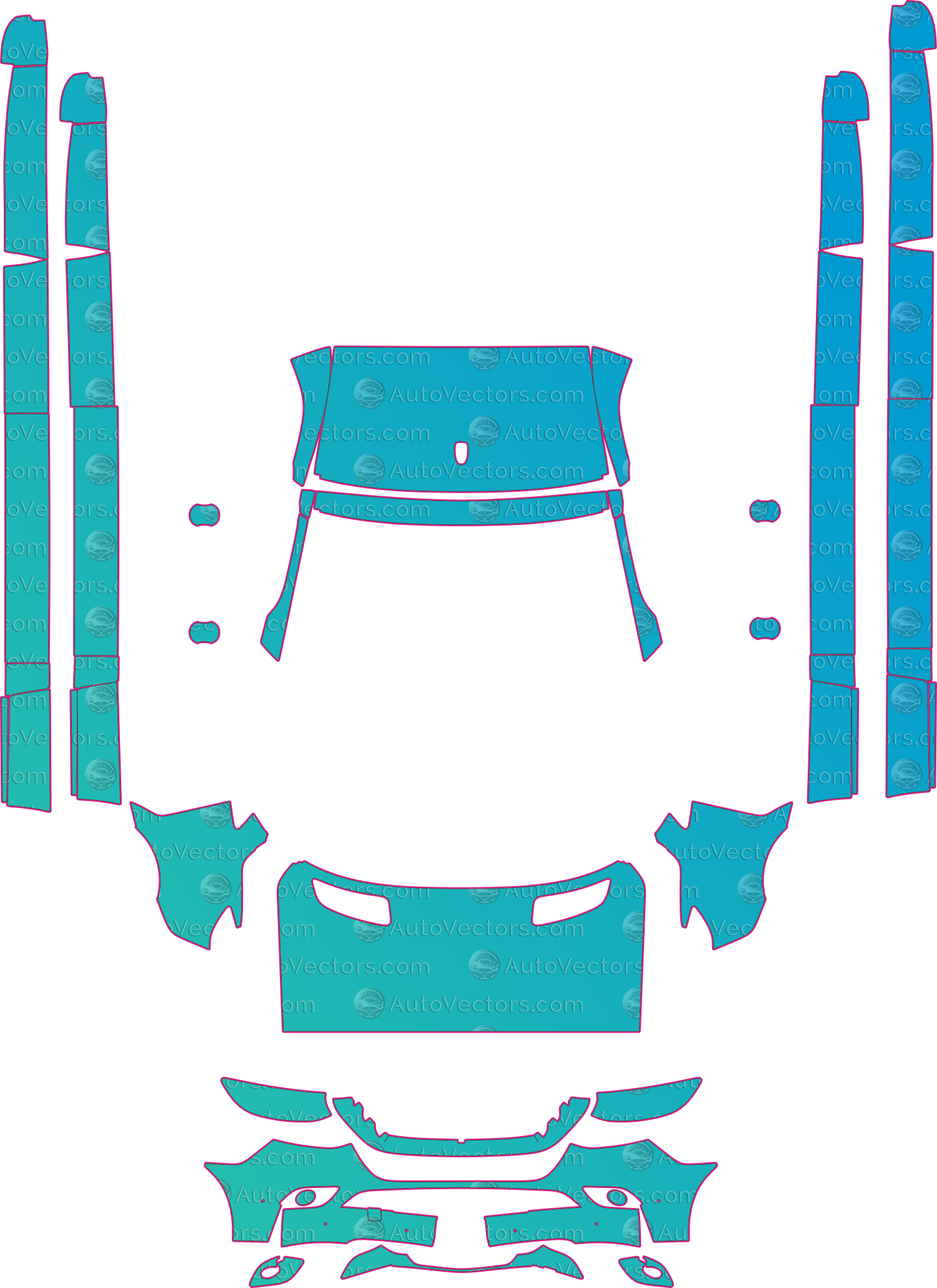 Mercedes-Benz Sprinter W907 standart and long (From 2019) Van – pre-cut PPF pattern templates, instant digital download vector cut files (CDR, AI, PDF, SVG)