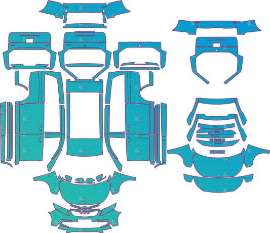 Mercedes-Benz V-Class W447 (From 2018) Wagon Pre-Cut PPF Pattern Templates – pre-cut PPF pattern templates, digital download vector files (CDR, AI, PDF, DXF, SVG)