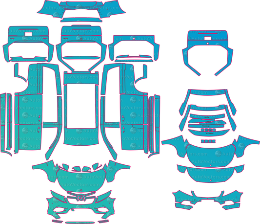 Mercedes-Benz V-Class W447 AMG Line (From 2018) Wagon Pre-Cut PPF Pattern Templates – pre-cut PPF pattern templates, digital download vector files (CDR, AI, PDF, DXF, SVG)