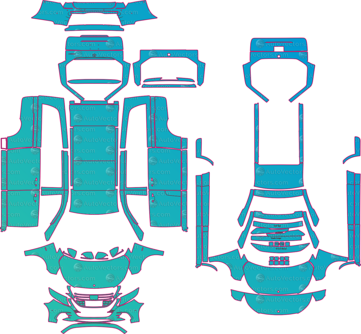 Mercedes-Benz V-Class W447 AMG Line LCI (From 2024) Long Wagon Pre-Cut PPF Pattern Templates – pre-cut PPF pattern templates, digital download vector files (CDR, AI, PDF, DXF, SVG)
