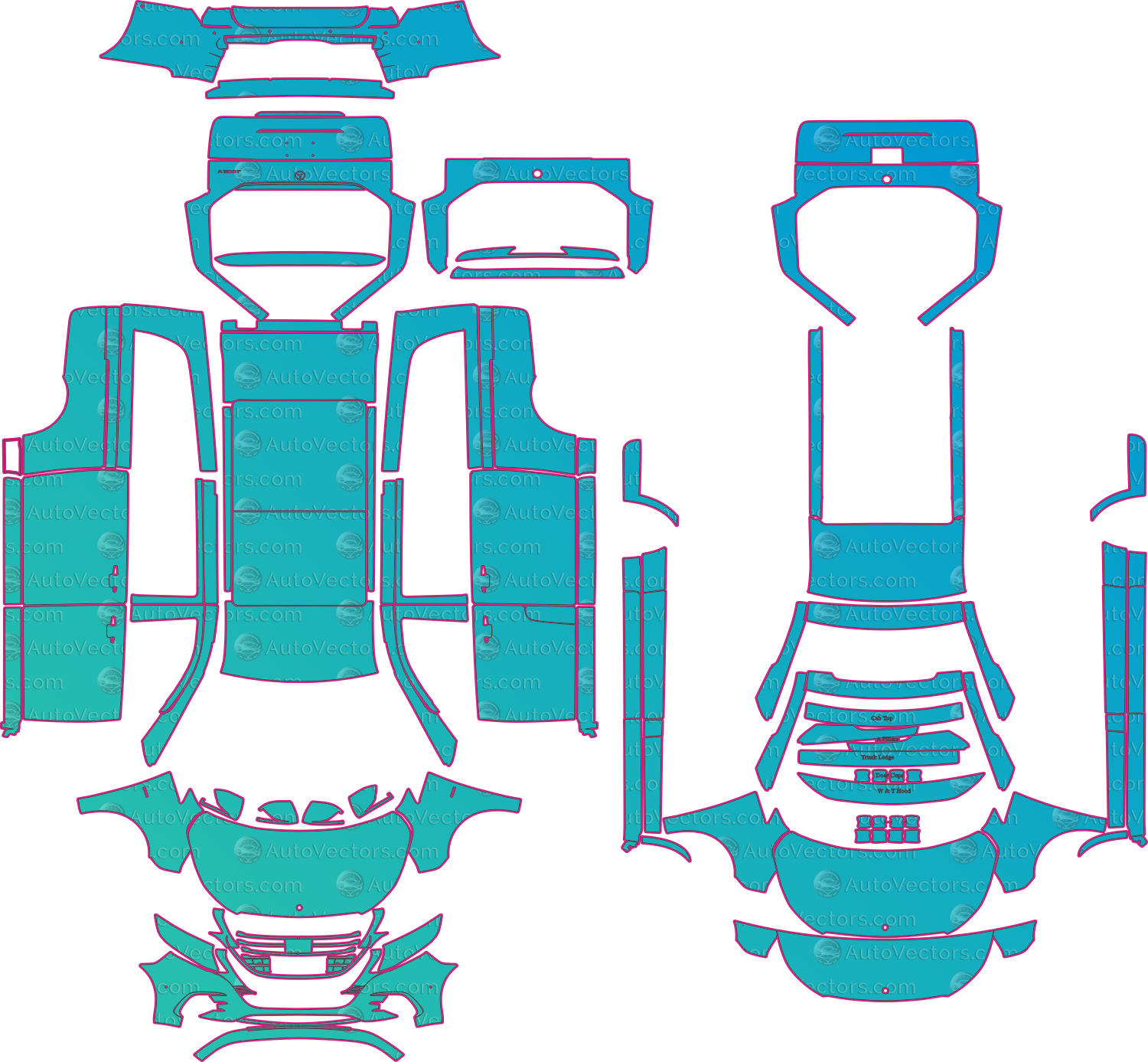 Mercedes-Benz V-Class W447 AMG Line LCI (From 2024) Long Wagon Pre-Cut PPF Pattern Templates – pre-cut PPF pattern templates, digital download vector files (CDR, AI, PDF, DXF, SVG)