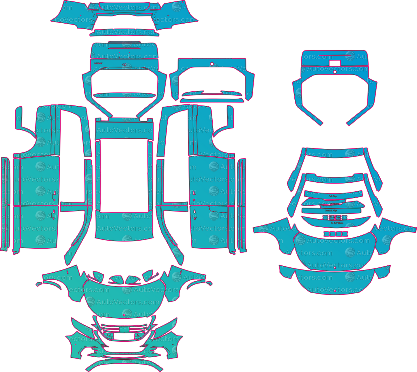 Mercedes-Benz V-Class W447 AMG Line LCI (From 2024) Van Pre-Cut PPF Pattern Templates – pre-cut PPF pattern templates, digital download vector files (CDR, AI, PDF, DXF, SVG)