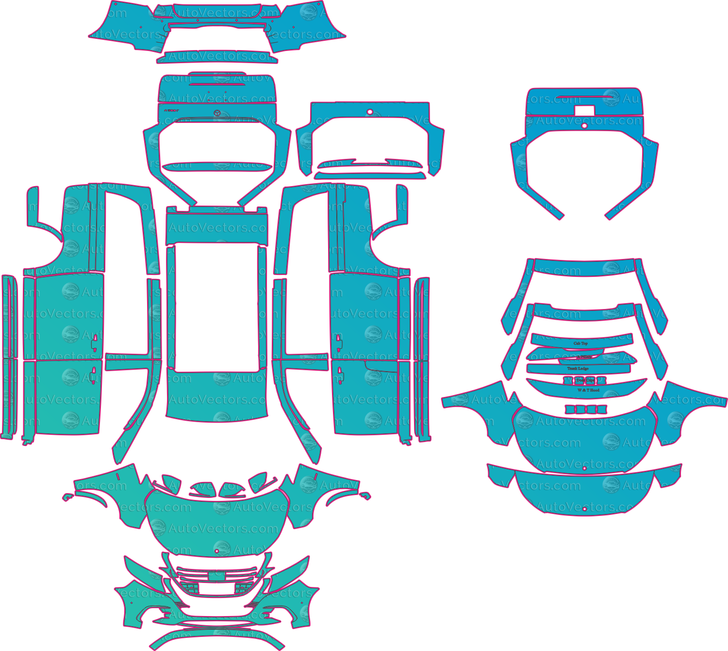 Mercedes-Benz V-Class W447 AMG Line LCI (From 2024) Van Pre-Cut PPF Pattern Templates – pre-cut PPF pattern templates, digital download vector files (CDR, AI, PDF, DXF, SVG)