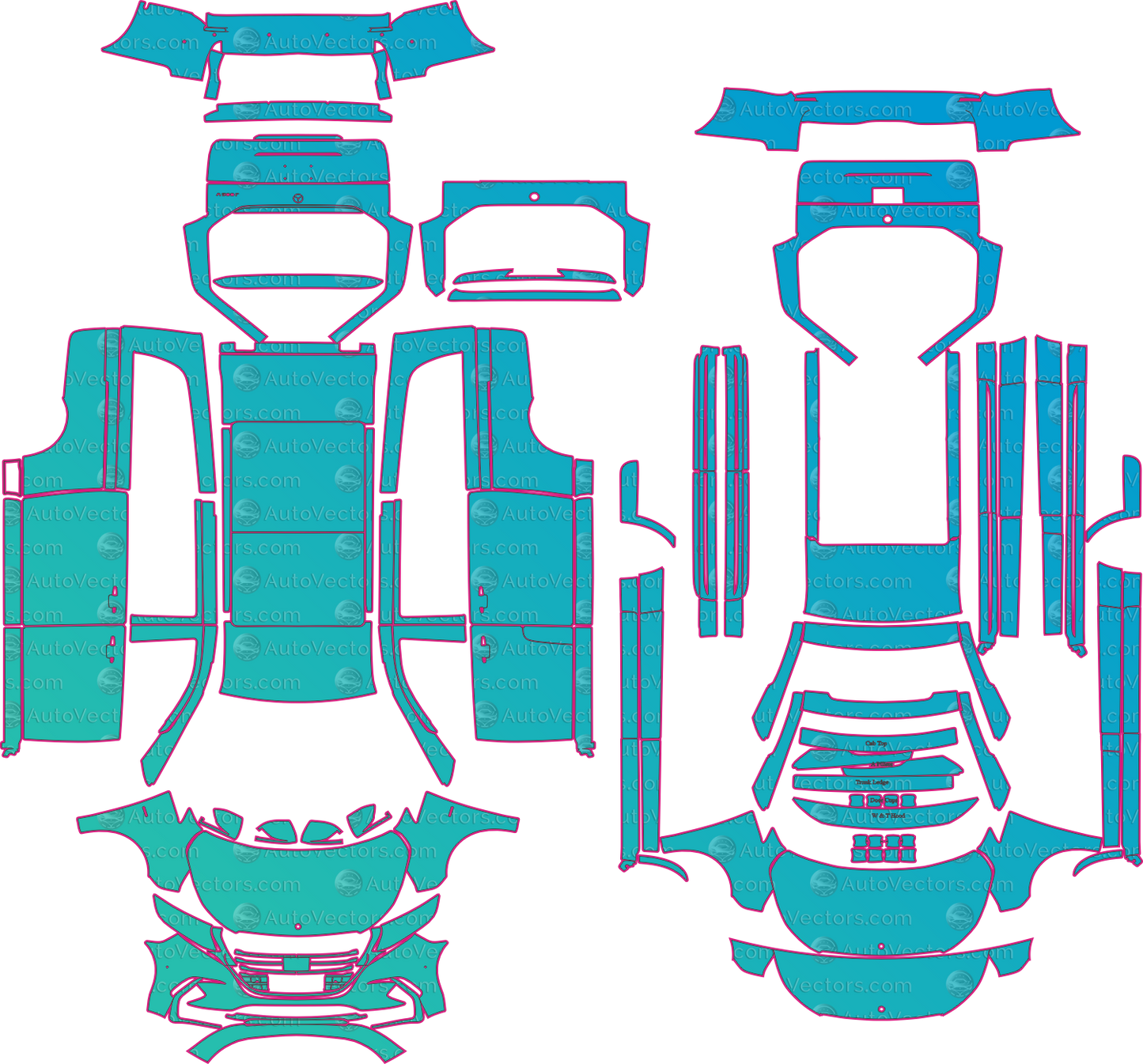 Mercedes-Benz V-Class W447 LCI (From 2024) Long Wagon Pre-Cut PPF Pattern Templates – pre-cut PPF pattern templates, digital download vector files (CDR, AI, PDF, DXF, SVG)