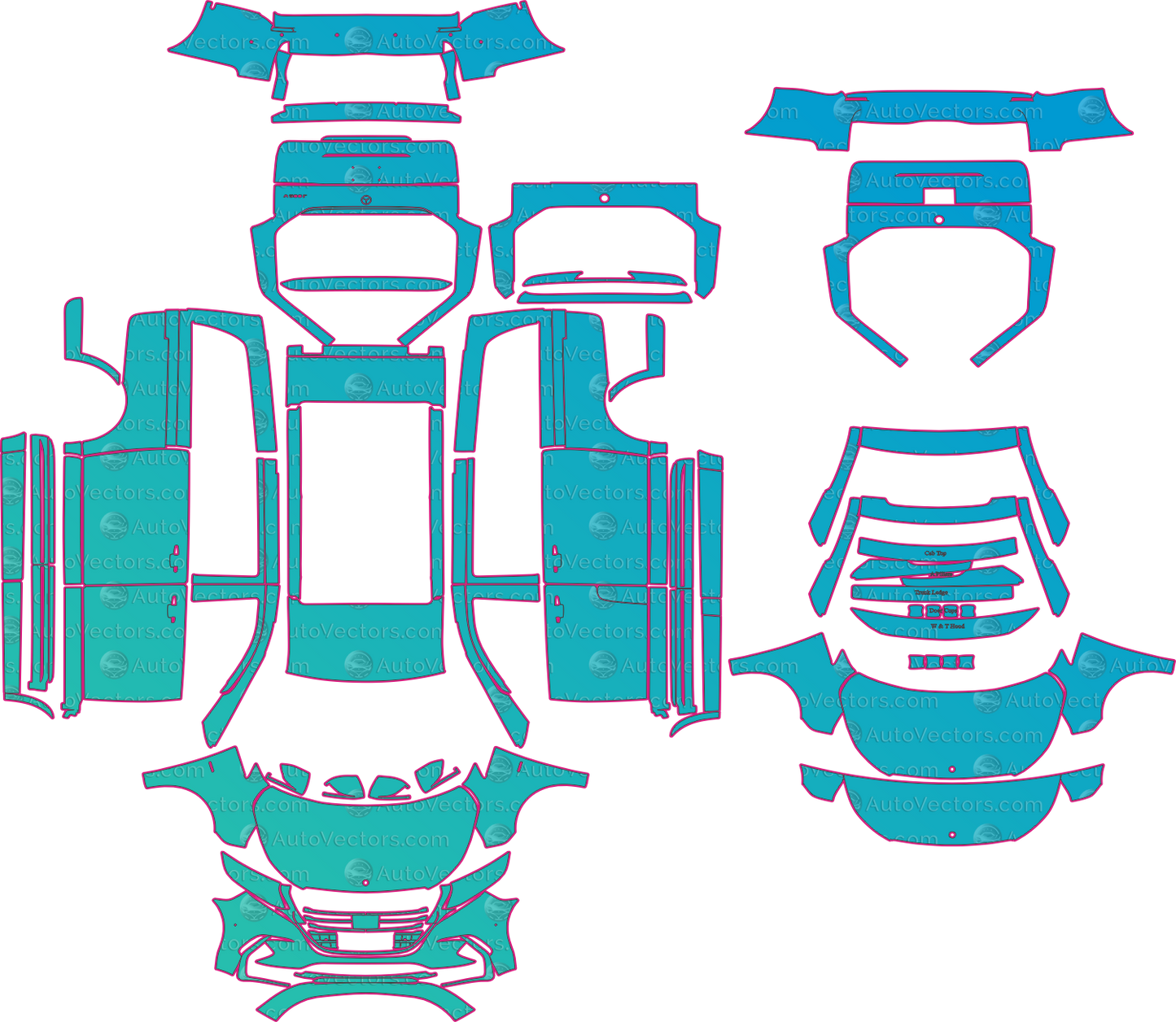 Mercedes-Benz V-Class W447 LCI (From 2024) Van Pre-Cut PPF Pattern Templates – pre-cut PPF pattern templates, digital download vector files (CDR, AI, PDF, DXF, SVG)
