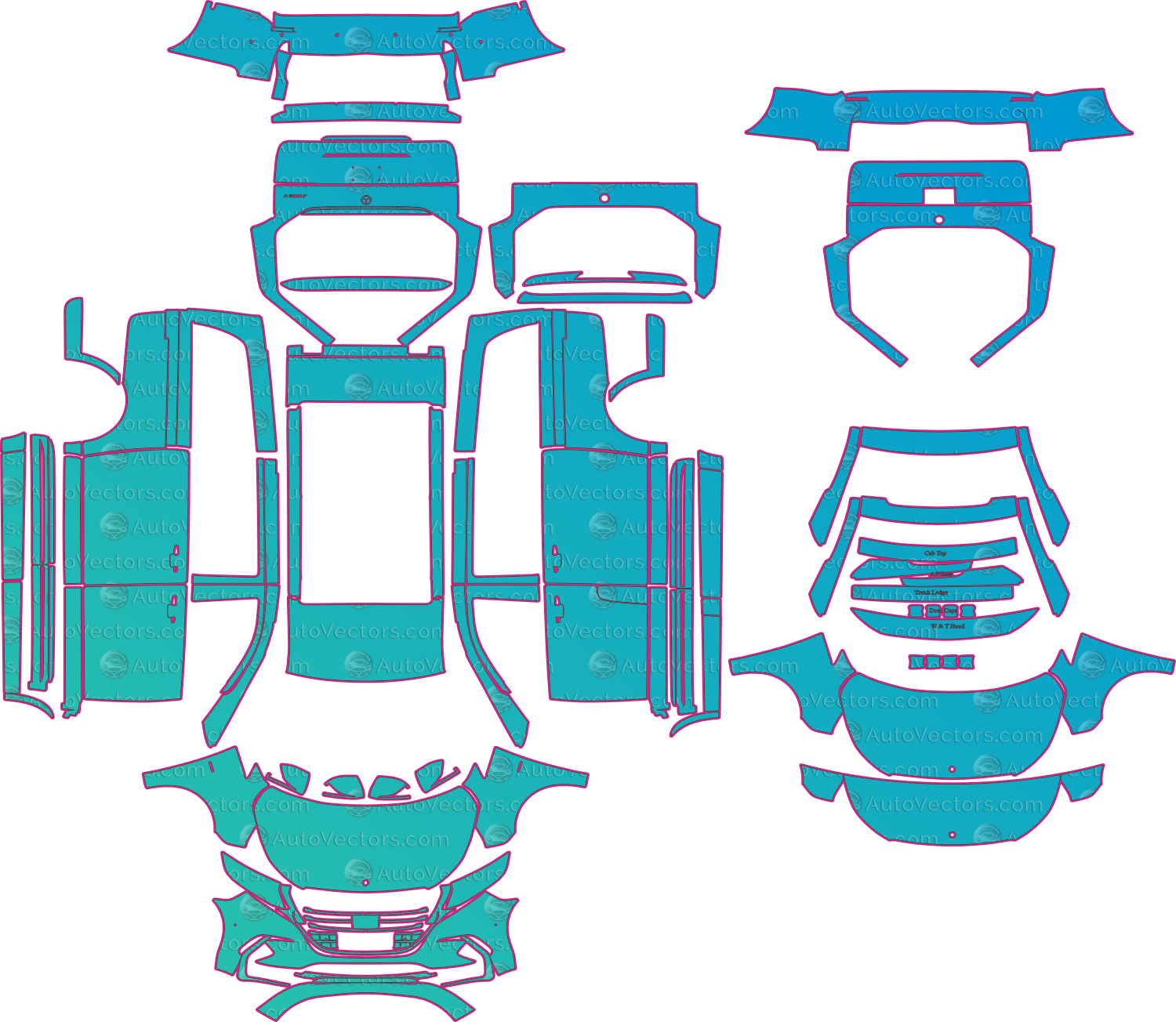 Mercedes-Benz V-Class W447 LCI (From 2024) Van Pre-Cut PPF Pattern Templates – pre-cut PPF pattern templates, digital download vector files (CDR, AI, PDF, DXF, SVG)
