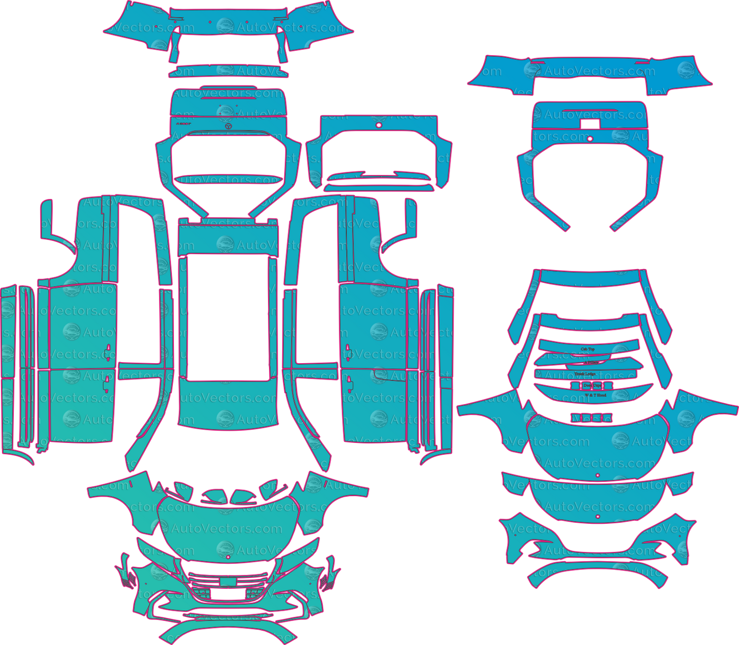 Mercedes-Benz V-Class W447 Luxury LCI (From 2024) Wagon Pre-Cut PPF Pattern Templates – pre-cut PPF pattern templates, digital download vector files (CDR, AI, PDF, DXF, SVG)