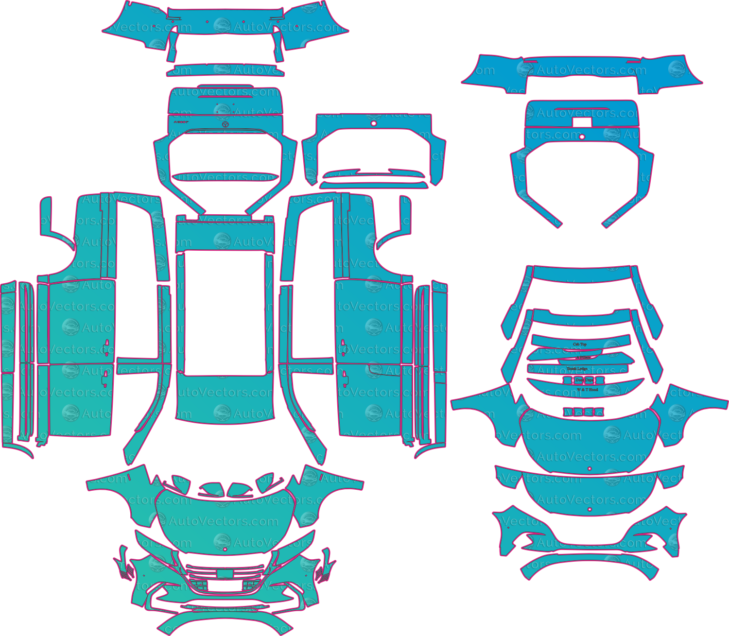 Mercedes-Benz V-Class W447 Luxury LCI (From 2024) Wagon Pre-Cut PPF Pattern Templates – pre-cut PPF pattern templates, digital download vector files (CDR, AI, PDF, DXF, SVG)