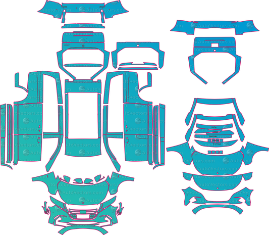 Mercedes-Benz V-Class W447 Luxury LCI (From 2024) Wagon Pre-Cut PPF Pattern Templates – pre-cut PPF pattern templates, digital download vector files (CDR, AI, PDF, DXF, SVG)