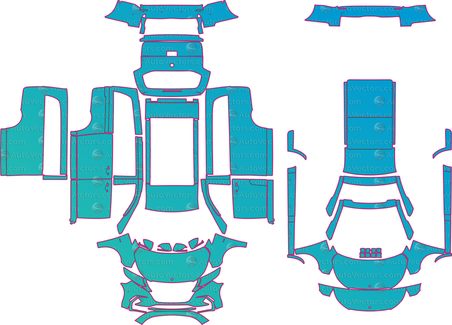 Mercedes-Benz Vito W447 LCI (From 2024) Panel Van Pre-Cut PPF Pattern Templates – pre-cut PPF pattern templates, digital download vector files (CDR, AI, PDF, DXF, SVG)