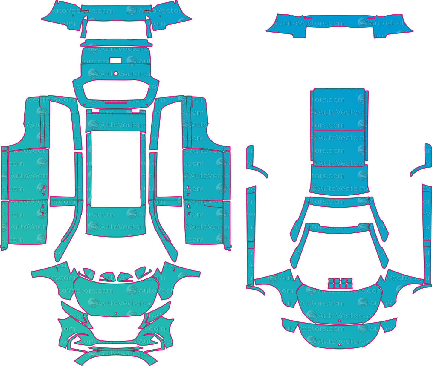 Mercedes-Benz Vito W447 LCI (From 2024) Van Pre-Cut PPF Pattern Templates – pre-cut PPF pattern templates, digital download vector files (CDR, AI, PDF, DXF, SVG)