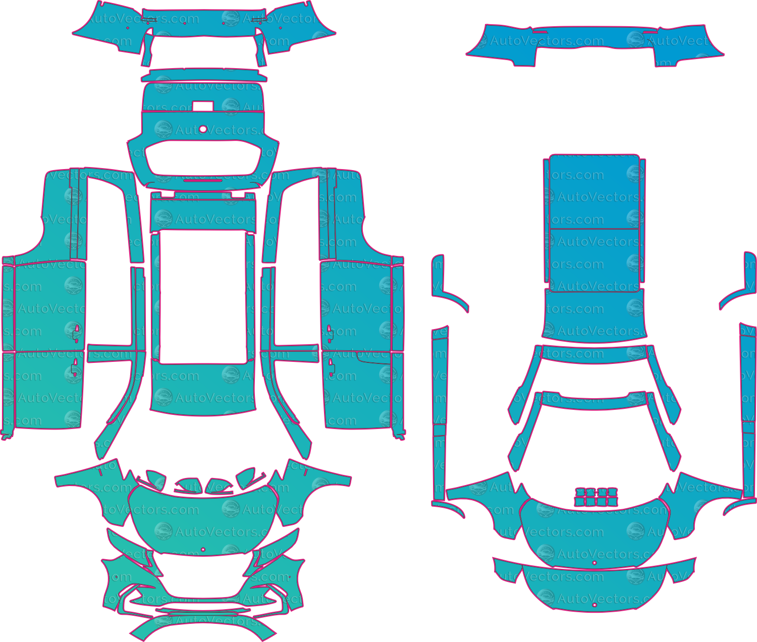Mercedes-Benz Vito W447 LCI (From 2024) Van Pre-Cut PPF Pattern Templates – pre-cut PPF pattern templates, digital download vector files (CDR, AI, PDF, DXF, SVG)
