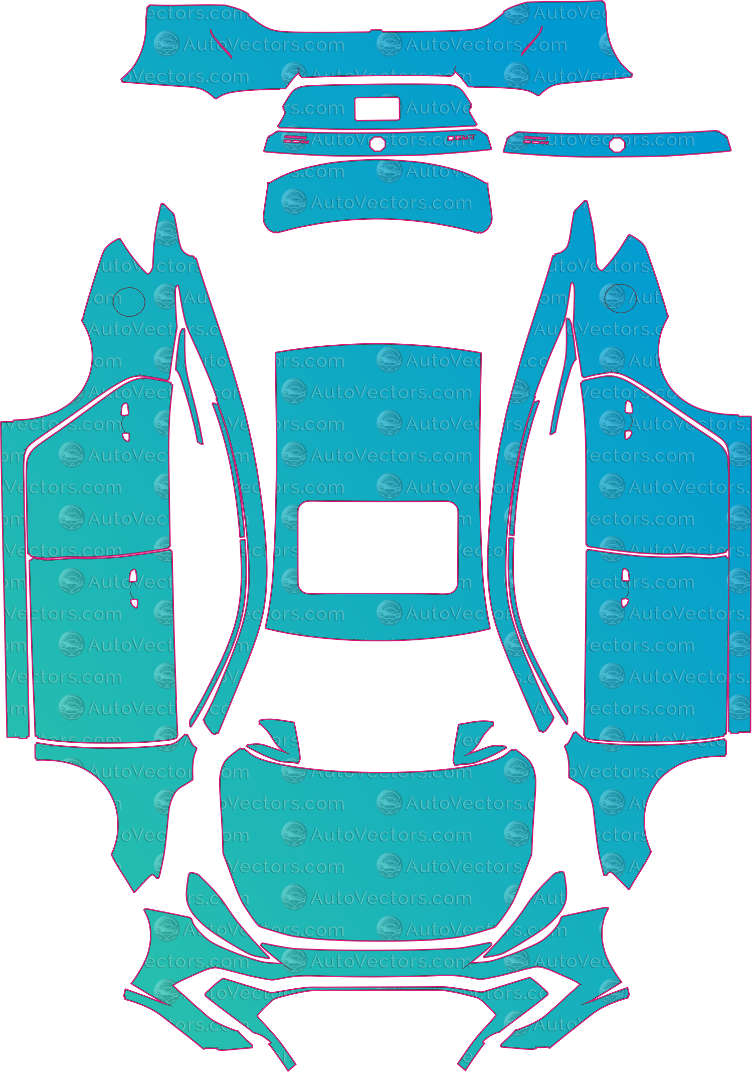 MG 5 AP32 (From 2021) Sedan Pre-Cut PPF Pattern Templates – pre-cut PPF pattern templates, digital download vector files (CDR, AI, PDF, DXF, SVG)