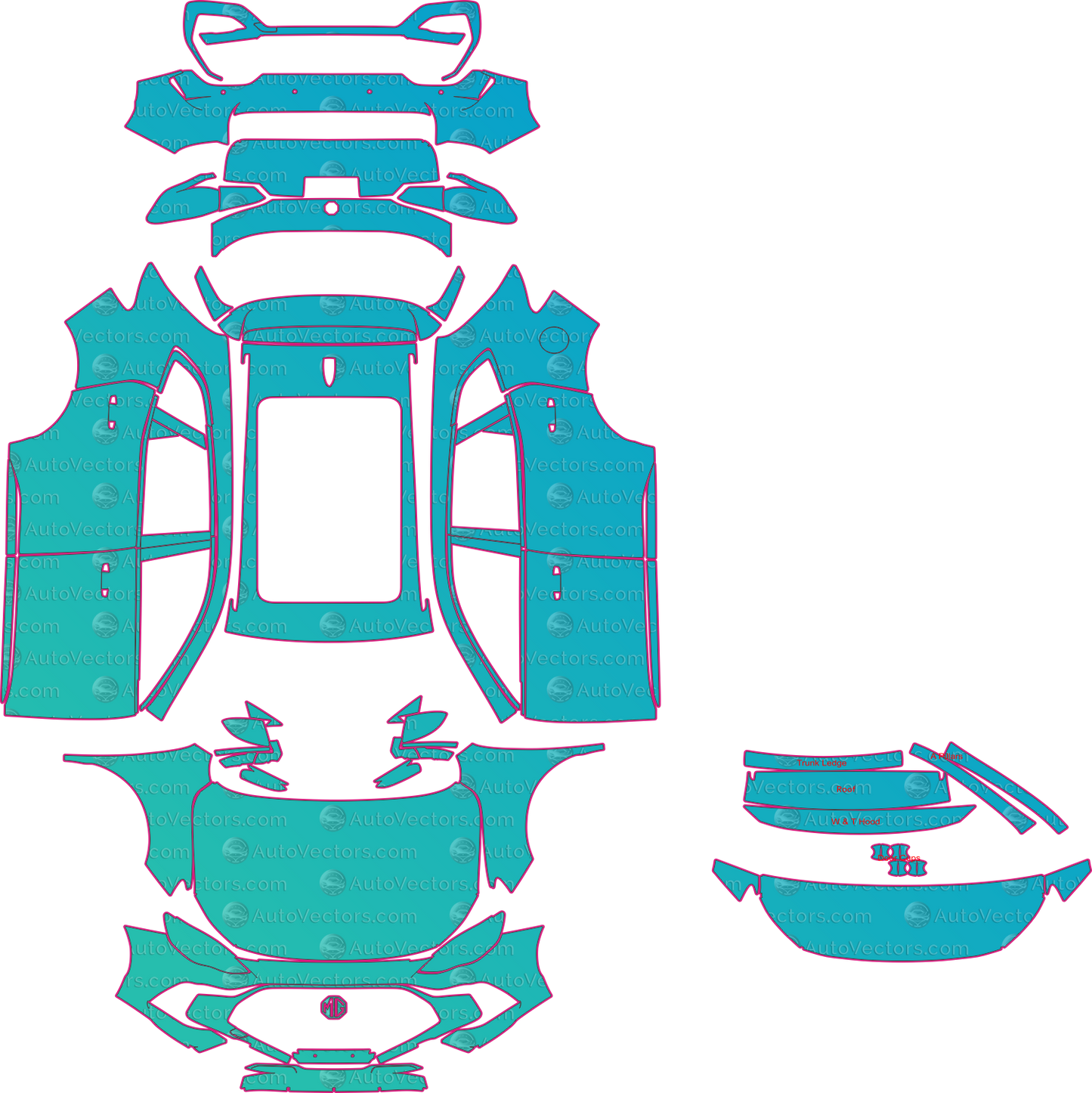 MG HS Base (From 2024) SUV Pre-Cut PPF Pattern Templates – pre-cut PPF pattern templates, digital download vector files (CDR, AI, PDF, DXF, SVG)