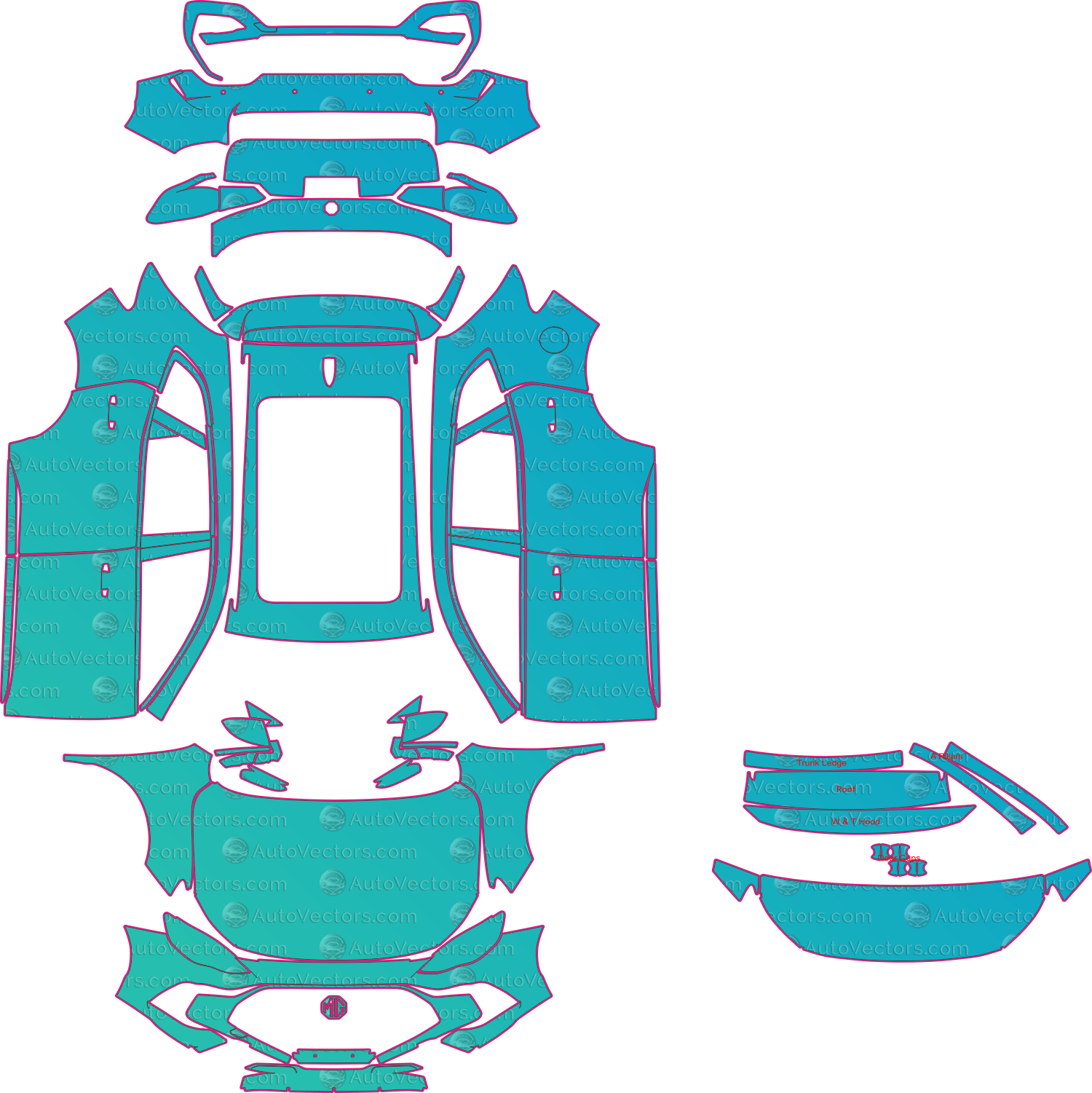 MG HS Base (From 2024) SUV Pre-Cut PPF Pattern Templates – pre-cut PPF pattern templates, digital download vector files (CDR, AI, PDF, DXF, SVG)