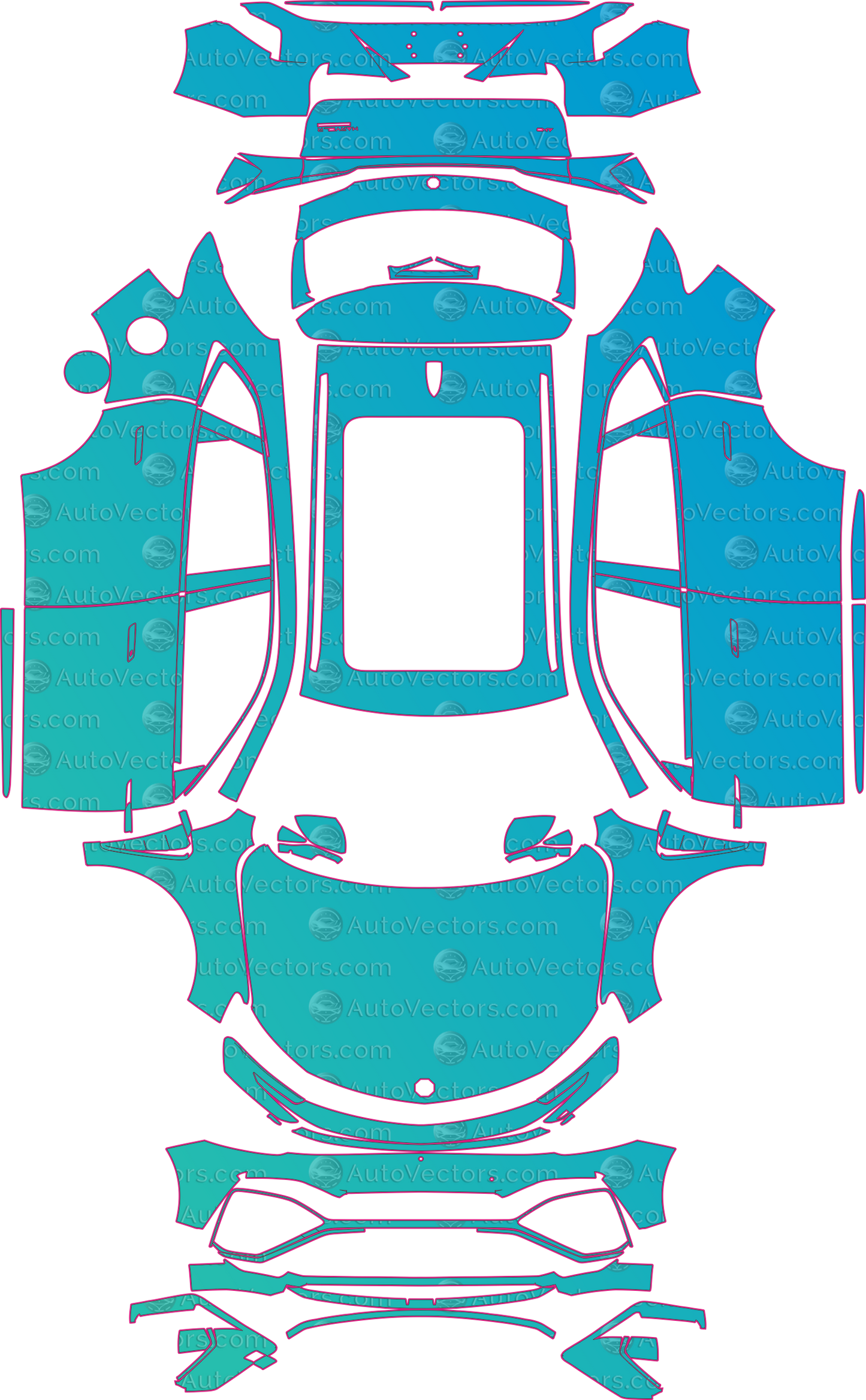 MG Marvel R Electric (From 2023) SUV Pre-Cut PPF Pattern Templates – pre-cut PPF pattern templates, digital download vector files (CDR, AI, PDF, DXF, SVG)