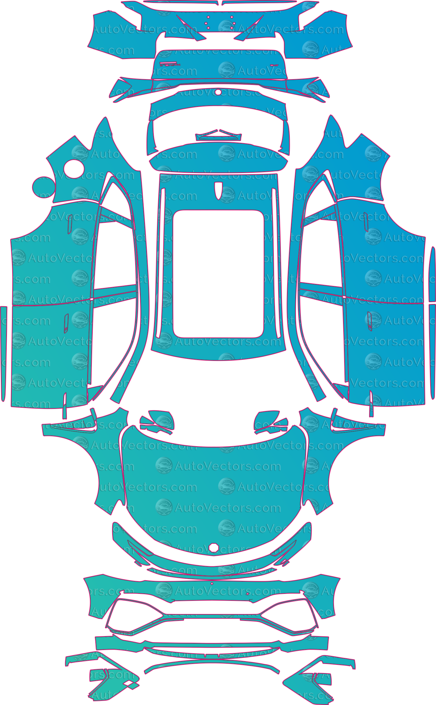 MG Marvel R Electric (From 2023) SUV Pre-Cut PPF Pattern Templates – pre-cut PPF pattern templates, digital download vector files (CDR, AI, PDF, DXF, SVG)