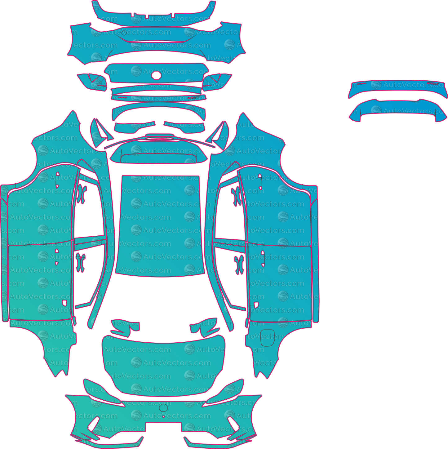 MG MG4 Base (From 2026) Hatchback Pre-Cut PPF Pattern Templates – pre-cut PPF pattern templates, digital download vector files (CDR, AI, PDF, DXF, SVG)