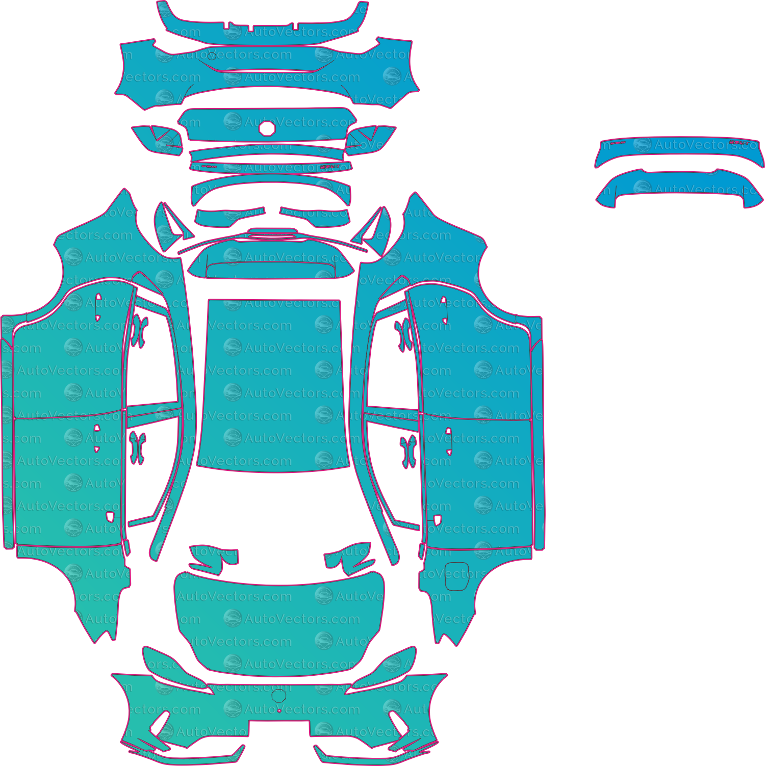 MG MG4 Base (From 2026) Hatchback Pre-Cut PPF Pattern Templates – pre-cut PPF pattern templates, digital download vector files (CDR, AI, PDF, DXF, SVG)