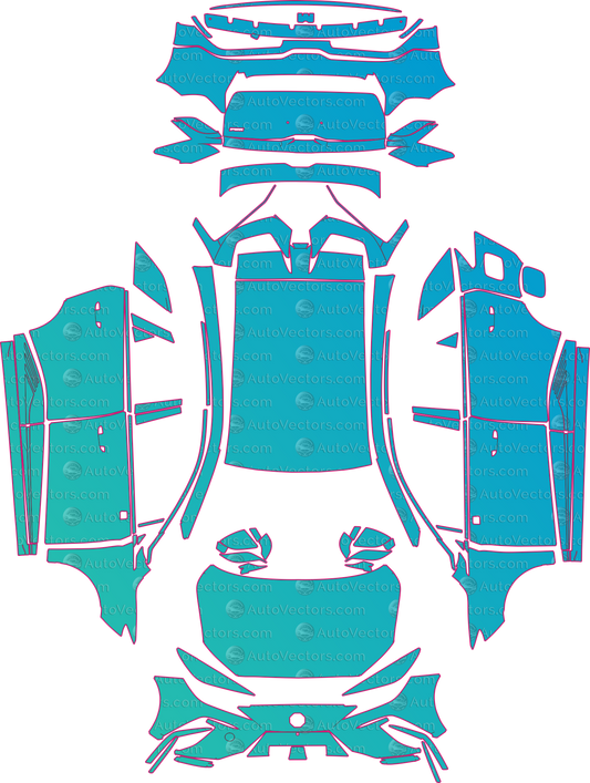 MG MG4 EV Base (From 2024) Hatchback Pre-Cut PPF Pattern Templates – pre-cut PPF pattern templates, digital download vector files (CDR, AI, PDF, DXF, SVG)