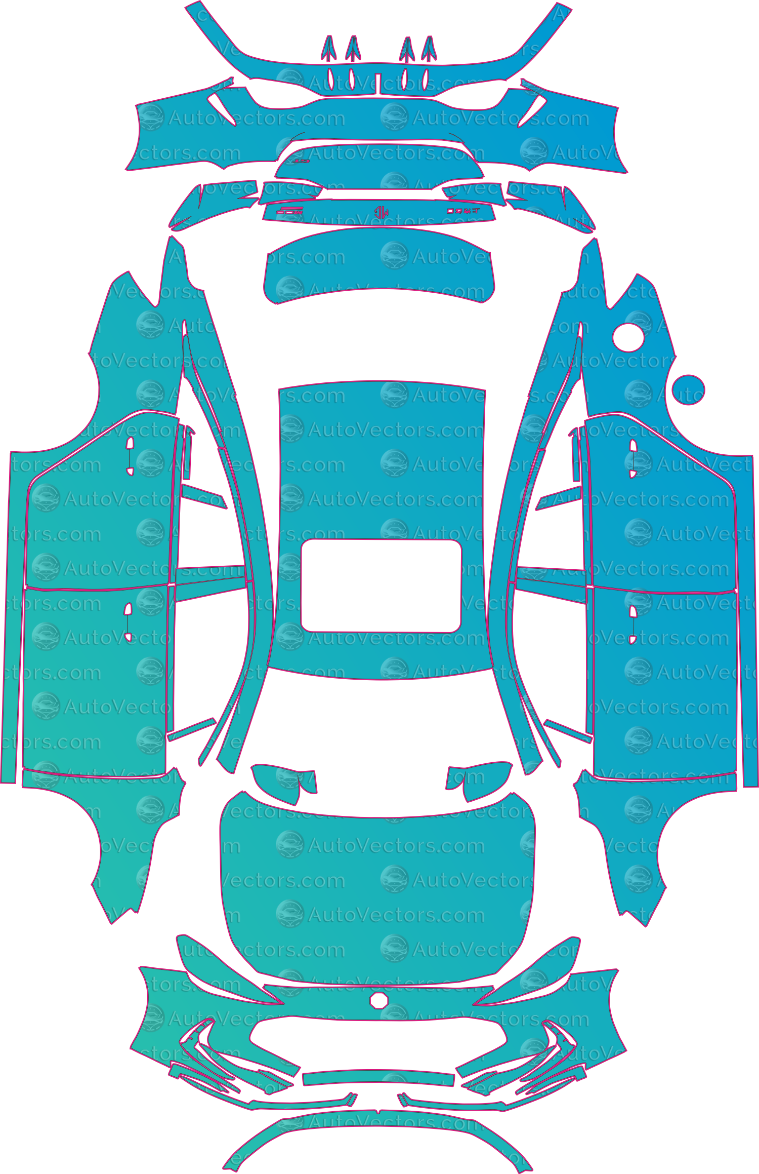MG MG5 (From 2026) Sedan Pre-Cut PPF Pattern Templates – pre-cut PPF pattern templates, digital download vector files (CDR, AI, PDF, DXF, SVG)