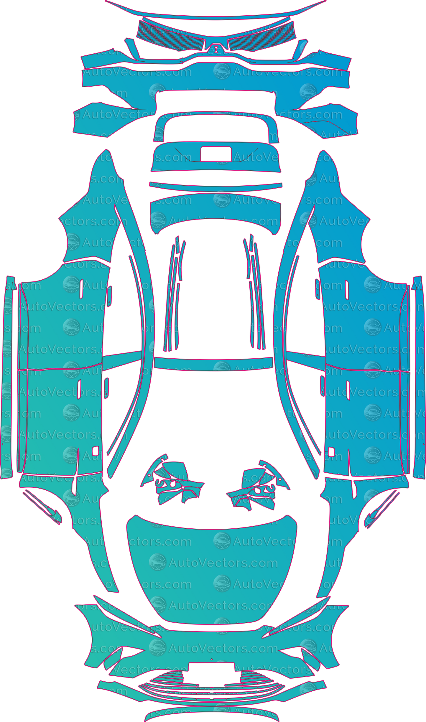 MG MG9 EV EP35 Base (From 2024) Sedan Pre-Cut PPF Pattern Templates – pre-cut PPF pattern templates, digital download vector files (CDR, AI, PDF, DXF, SVG)