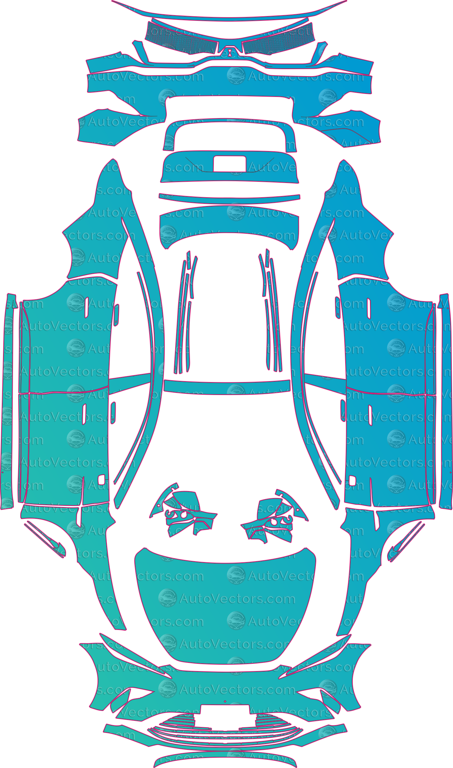 MG MG9 EV EP35 Base (From 2024) Sedan Pre-Cut PPF Pattern Templates – pre-cut PPF pattern templates, digital download vector files (CDR, AI, PDF, DXF, SVG)